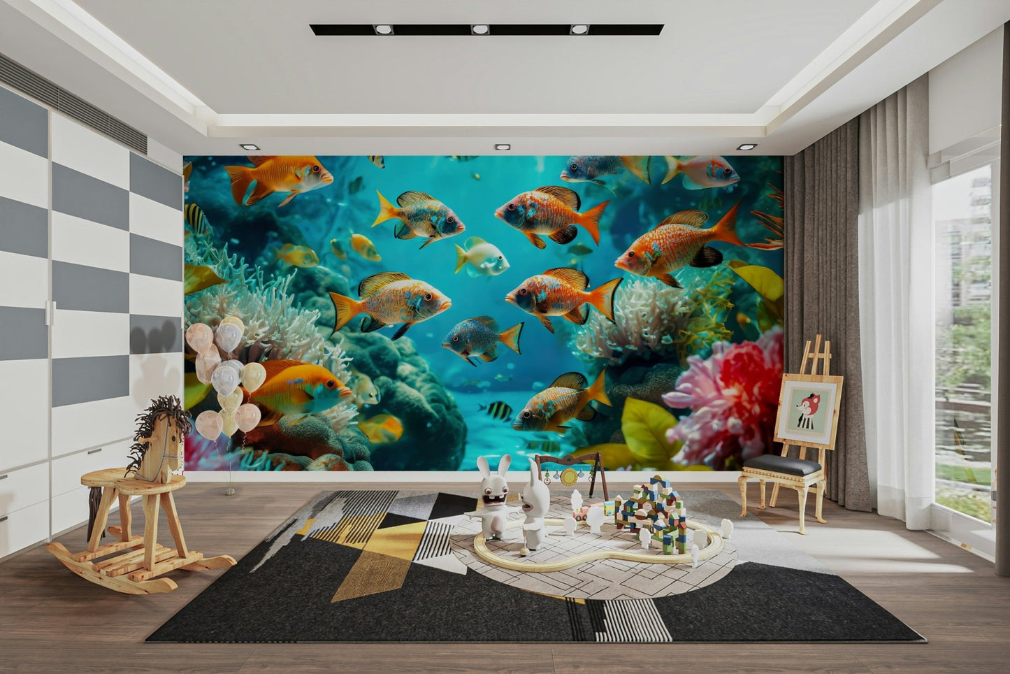 Calm and peaceful ocean mural for mindful living

