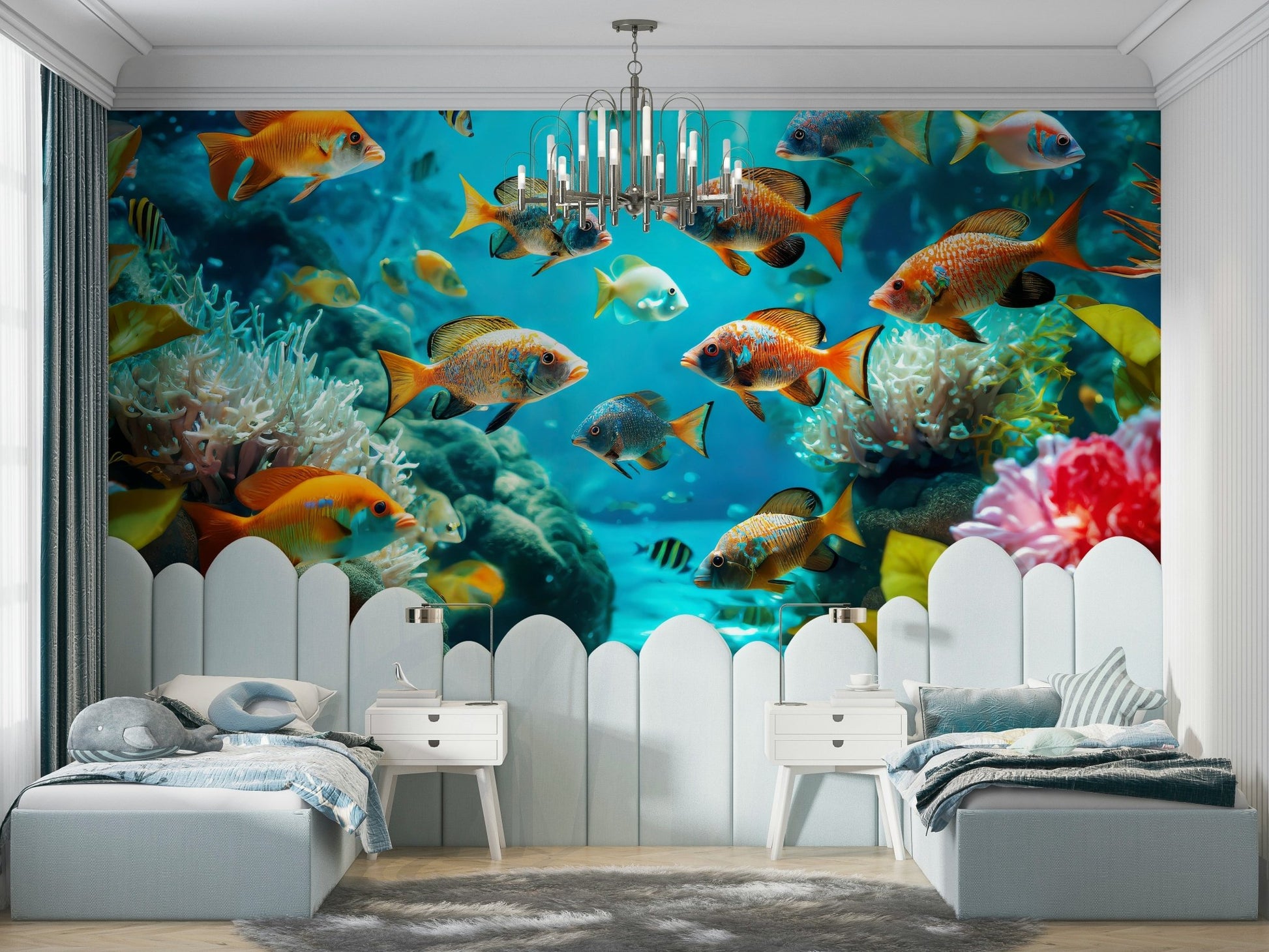 Peaceful underwater theme wall mural for calm spaces

