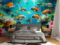Aquatic Harmony mural for bedroom or bathroom walls

