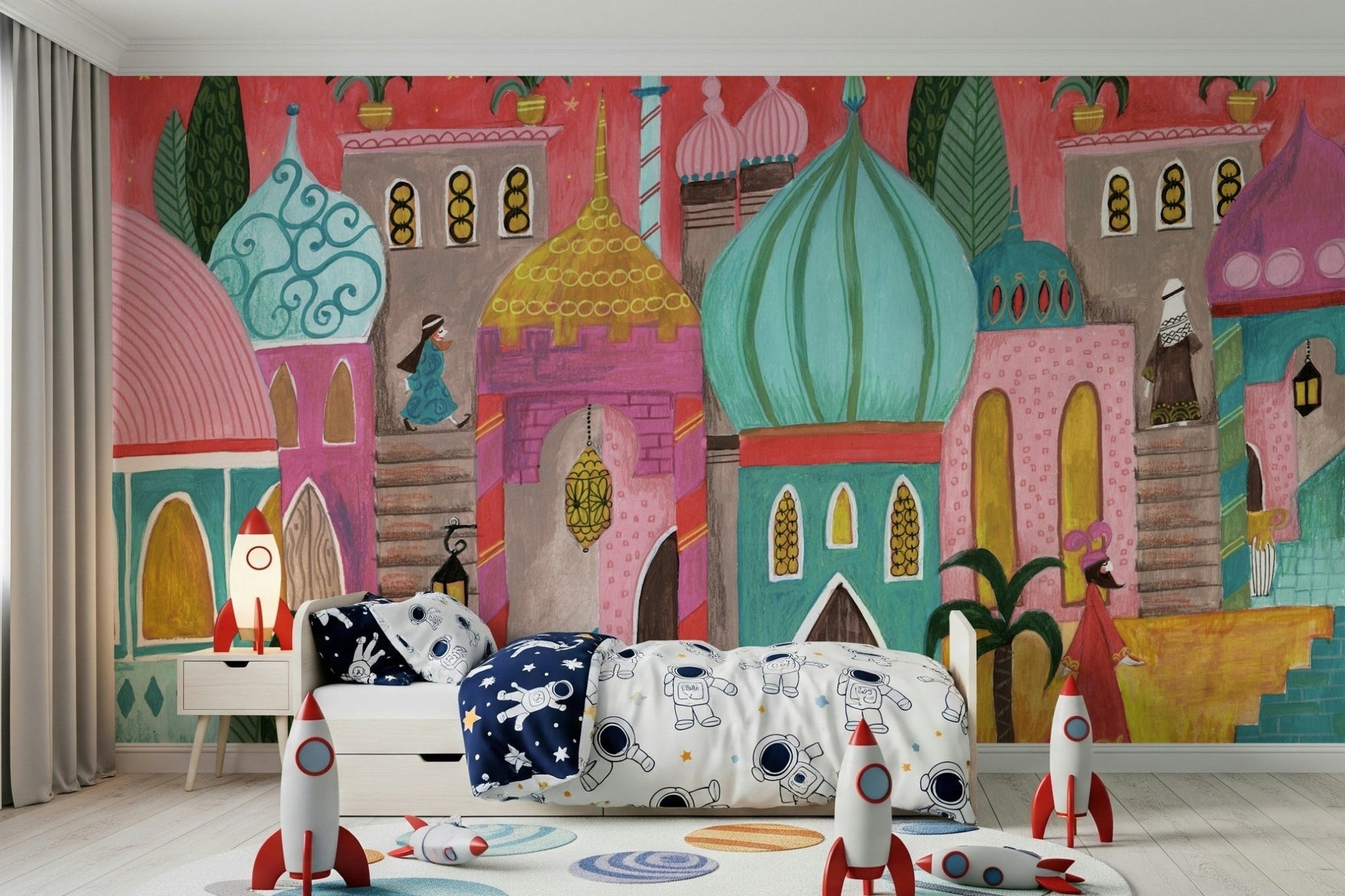 A contemplative gentle light wallpaper mural for a feature wall.