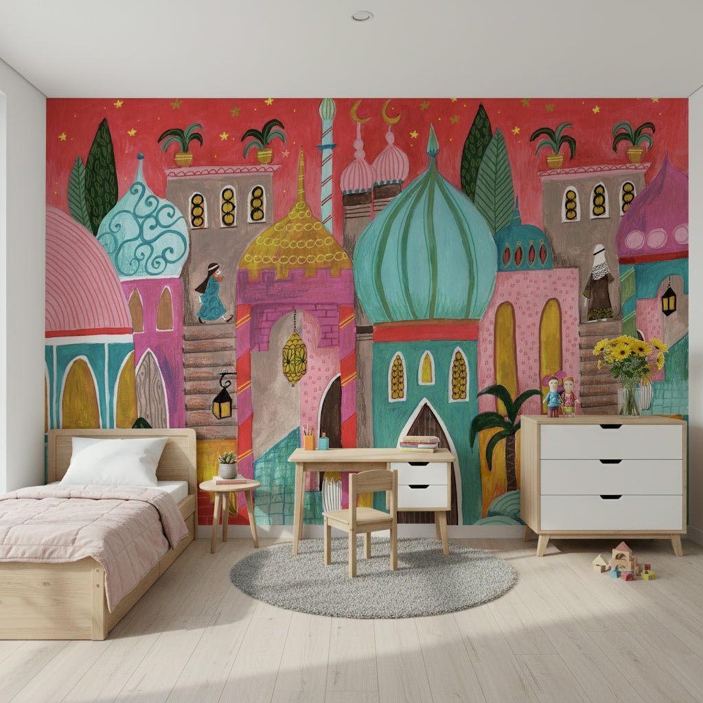 An artistic cultural theme mural for home decor.