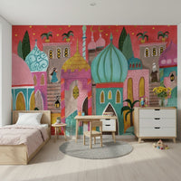 An artistic cultural theme mural for home decor.