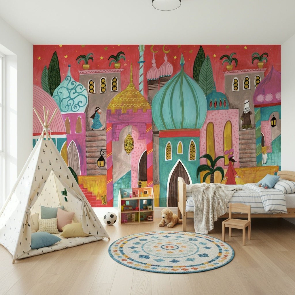 An artistic soft focus landscape mural on scenic wallpaper.