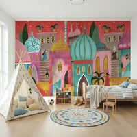 An artistic soft focus landscape mural on scenic wallpaper.