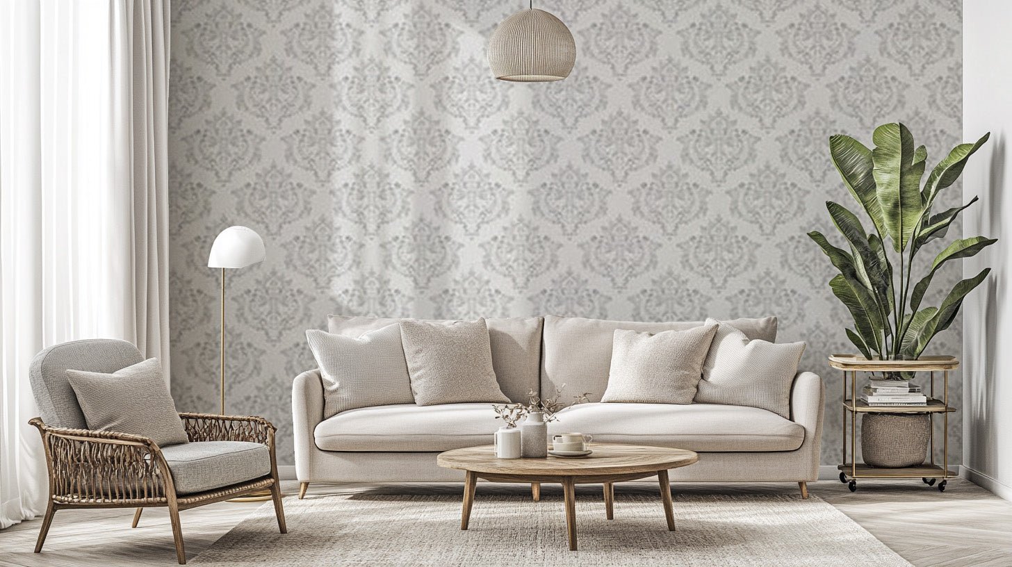 White damask patterned wallpaper damask-19
