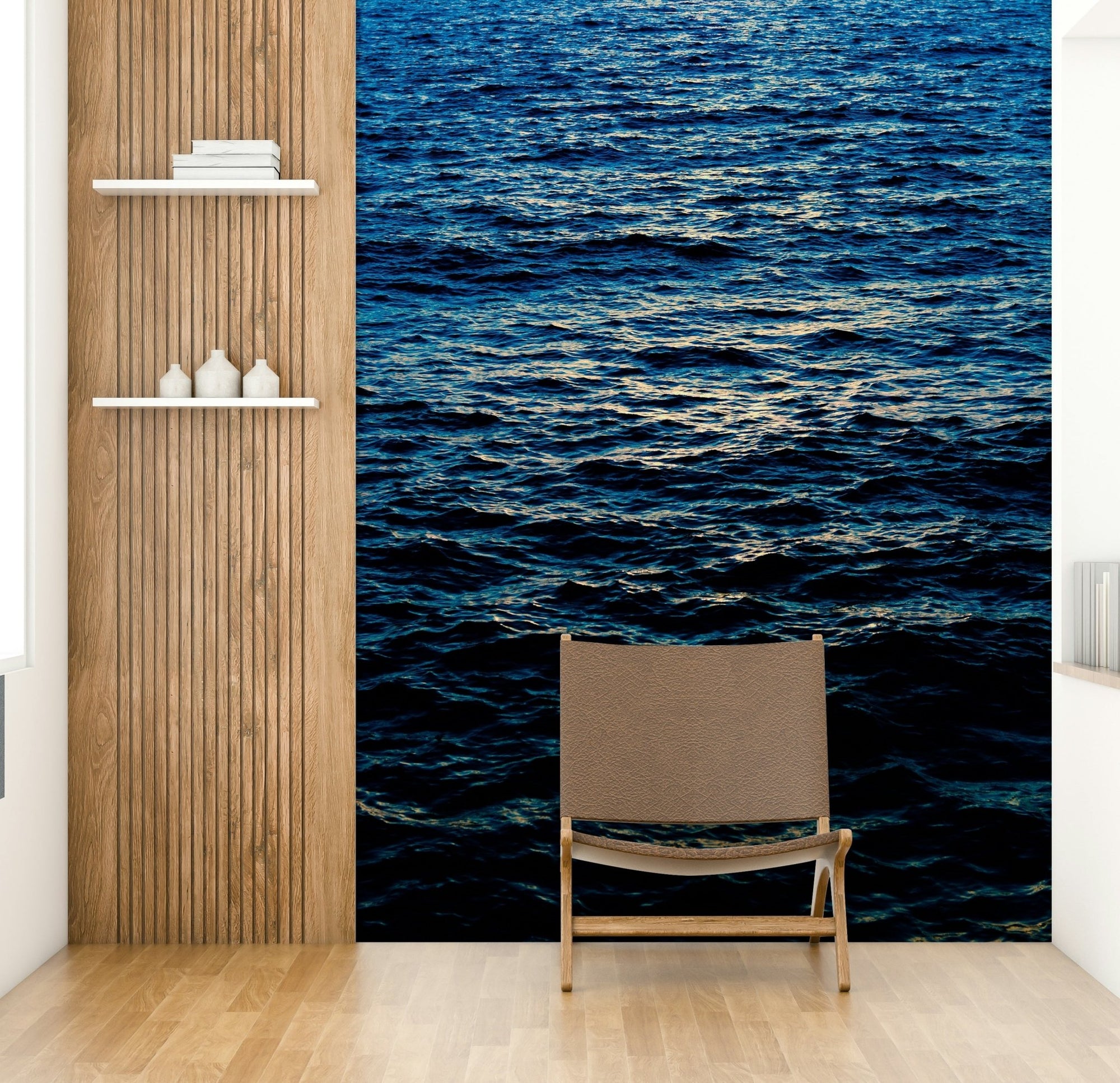 Midnight blue water ripples under scattered gold light on the Arbel II wall mural GD4837

