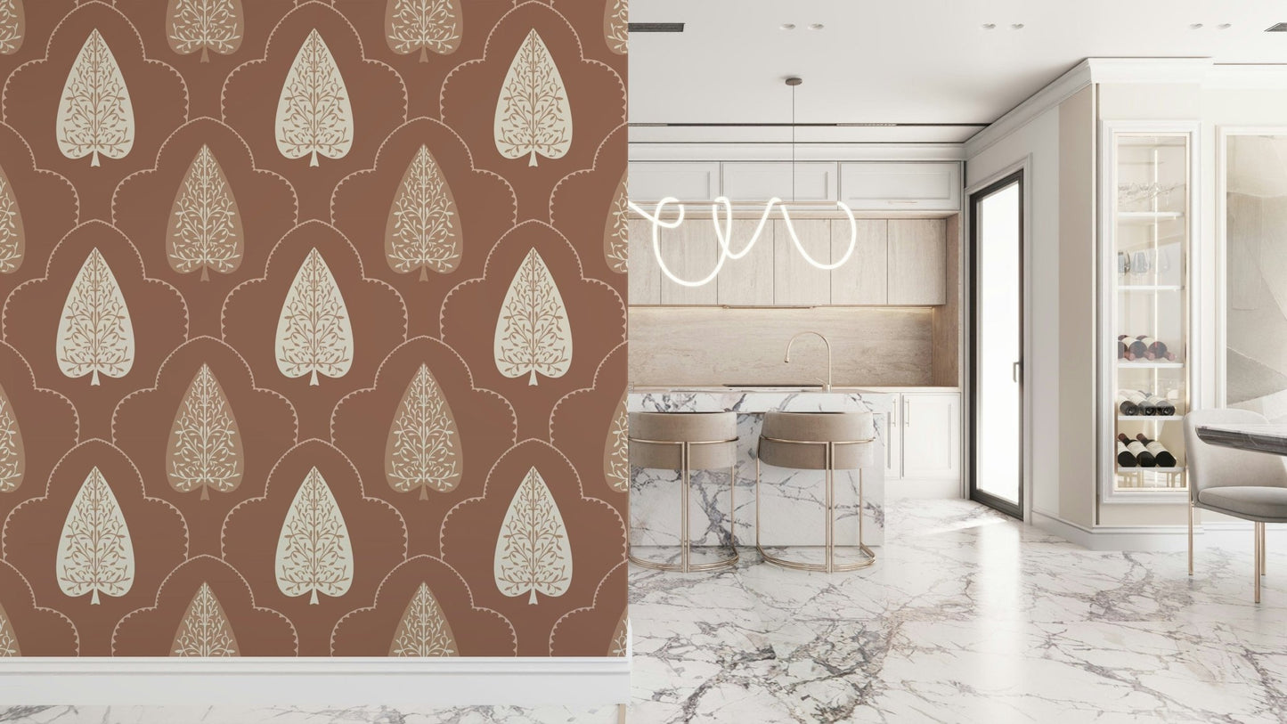 Warm clay tone decorative pattern Arboreal Accent.