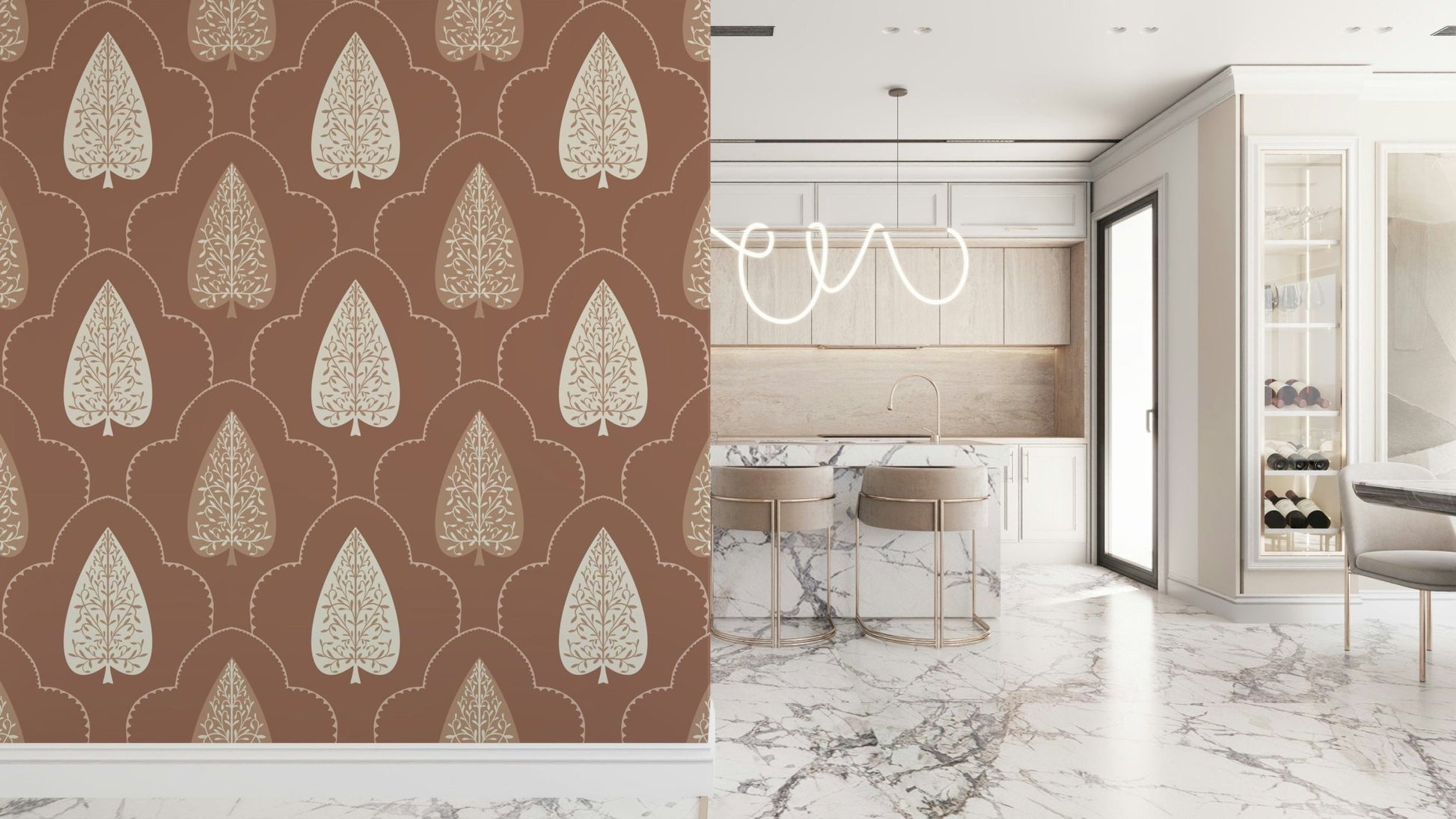 Warm clay tone decorative pattern Arboreal Accent.
