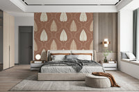 Earthy blush Mughal lattice design wall mural.