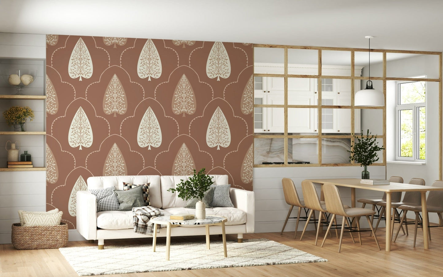 Delicate branch detailing Arboreal Accent wallcovering.