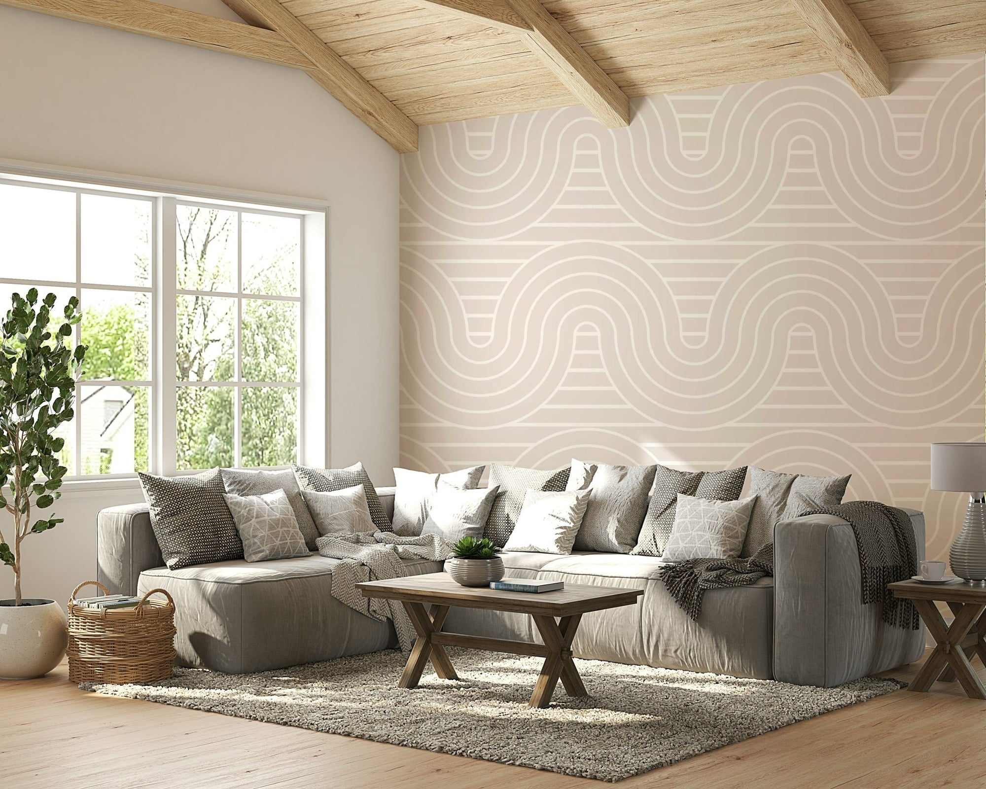 A peaceful wall mural with a modern geometric design. GD4185

