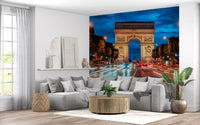 Evening Rush wall mural featuring Paris avenue motion and landmark arch