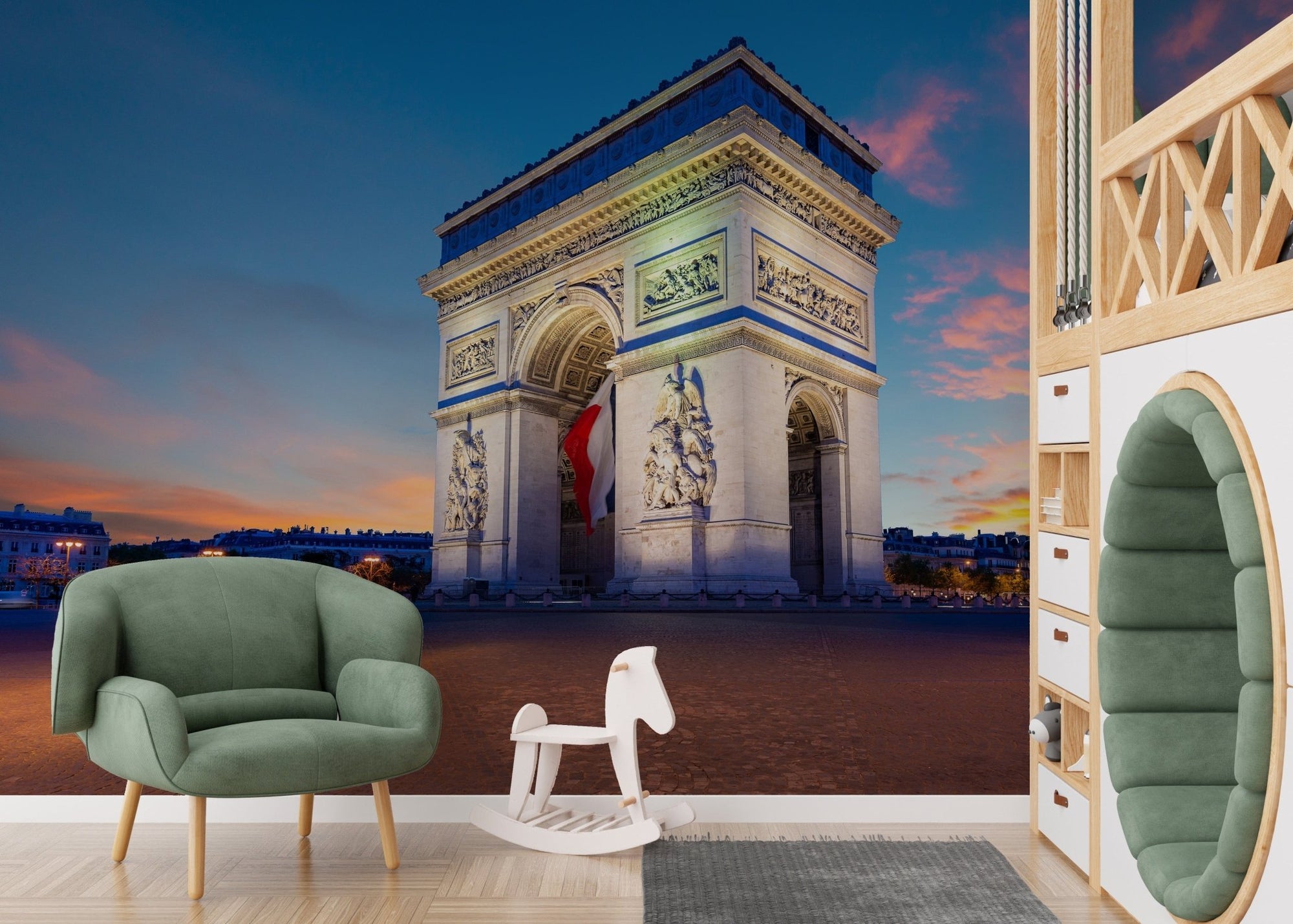 arc de triomphe de paris night wallpaper for walls B139
