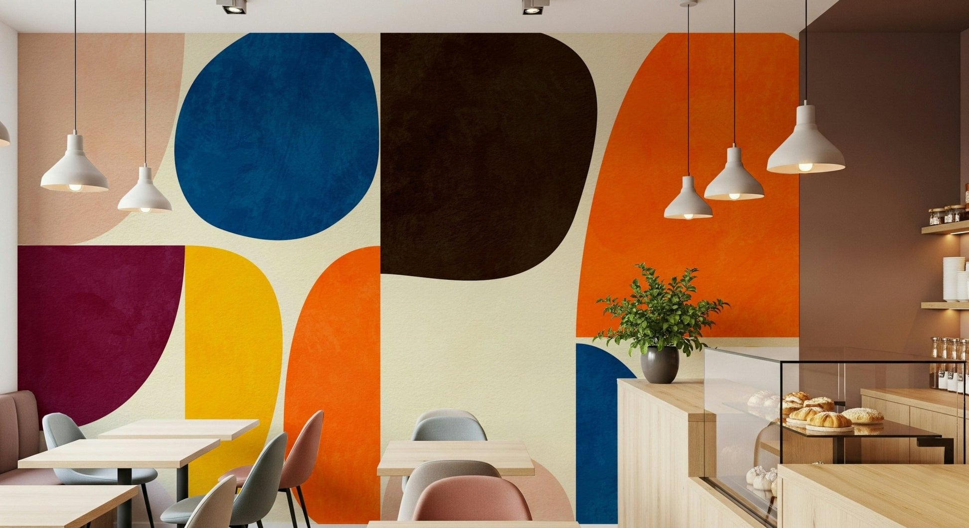 A contemplative subtle pattern wallpaper mural for a feature wall.