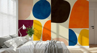 A calming abstract design wallpaper mural that defines a space.
