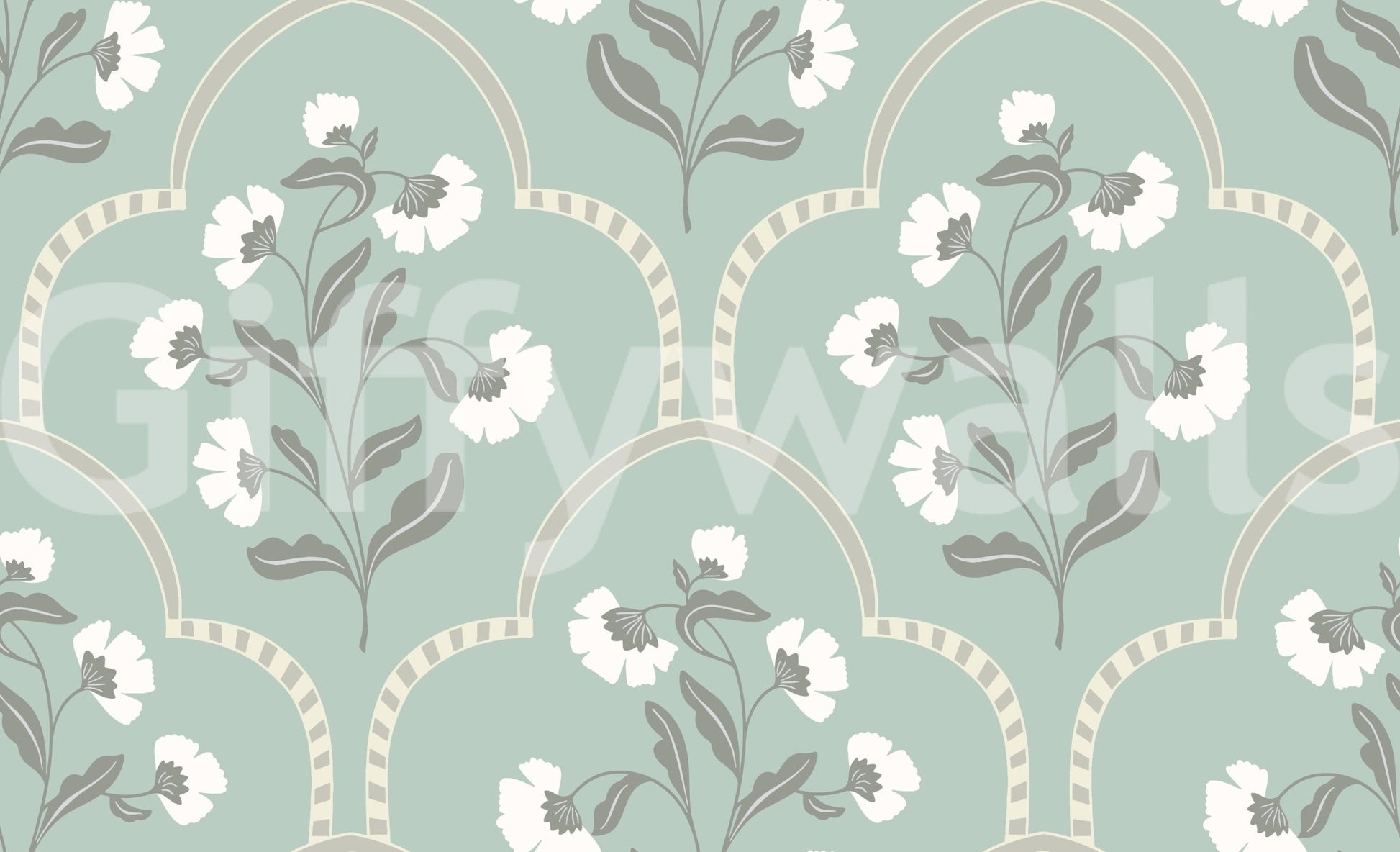 Arched Floral Elegance Wallpaper⁠
