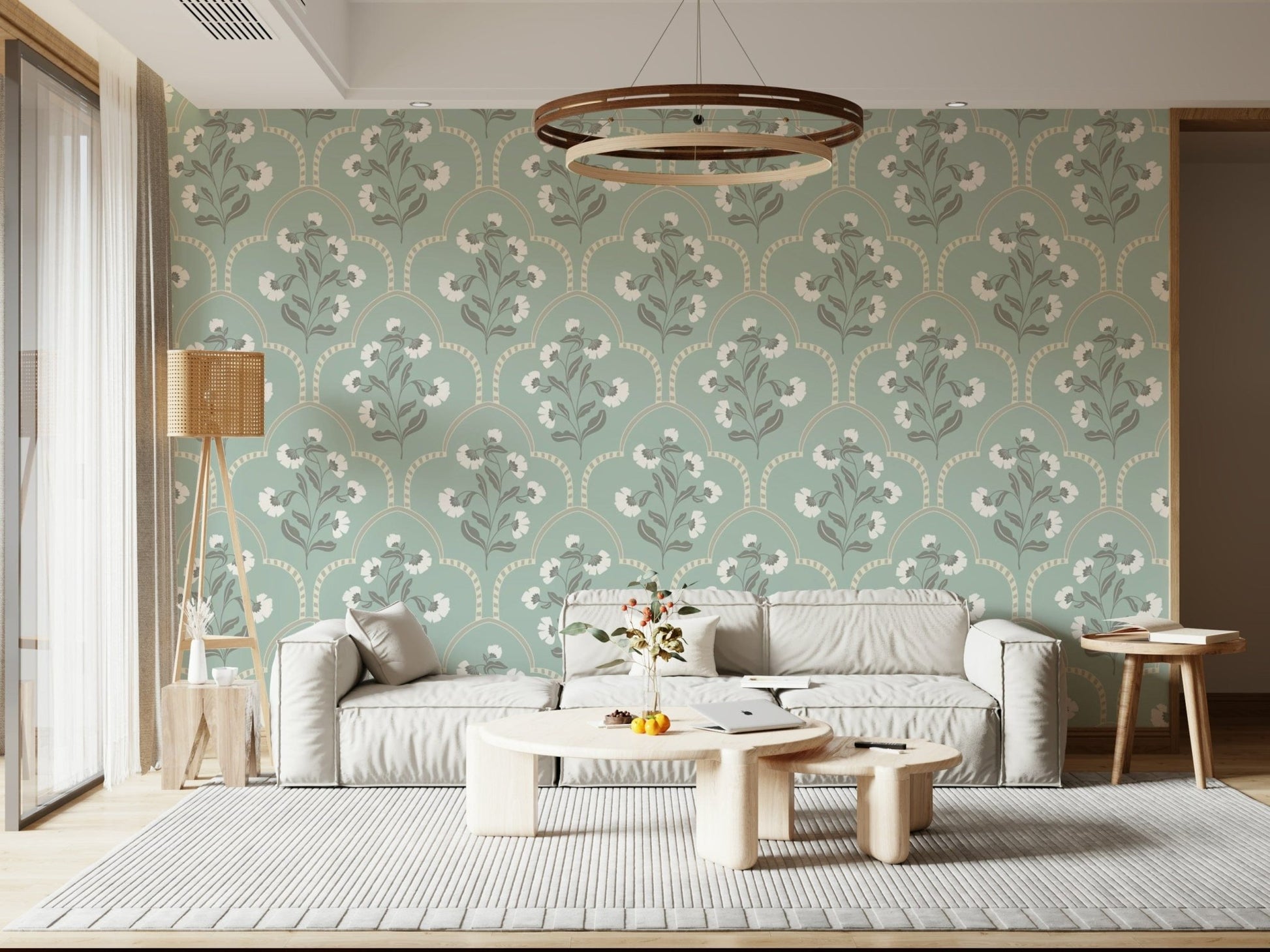Arched Floral Elegance Wallpaper⁠