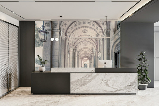 Architectural arch hallway mural wallpaper

