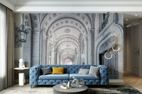 Wall mural with classical European hallway

