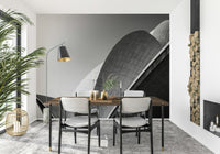 An artistic soft focus mural on minimalist wallpaper.
