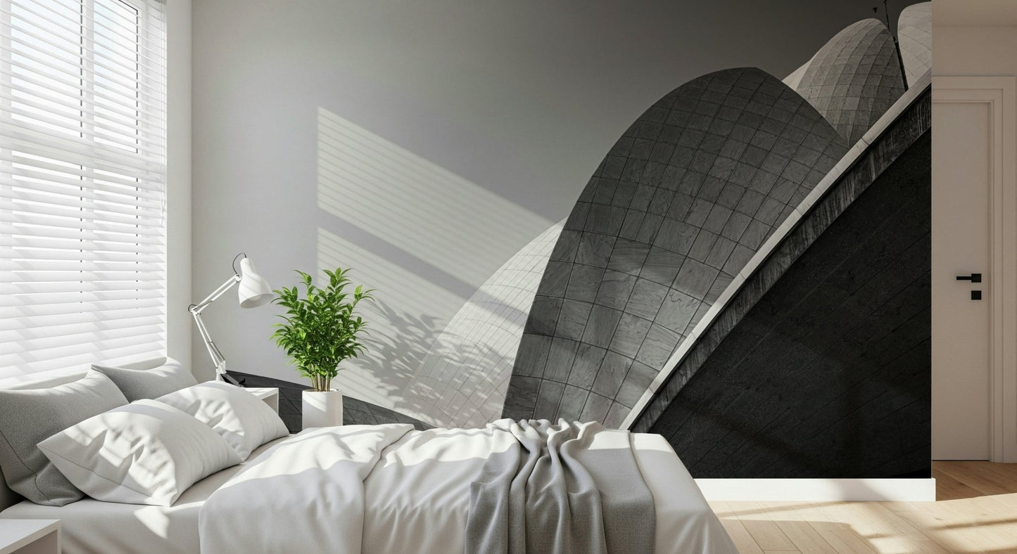 An artistic minimalist form mural for home decor.