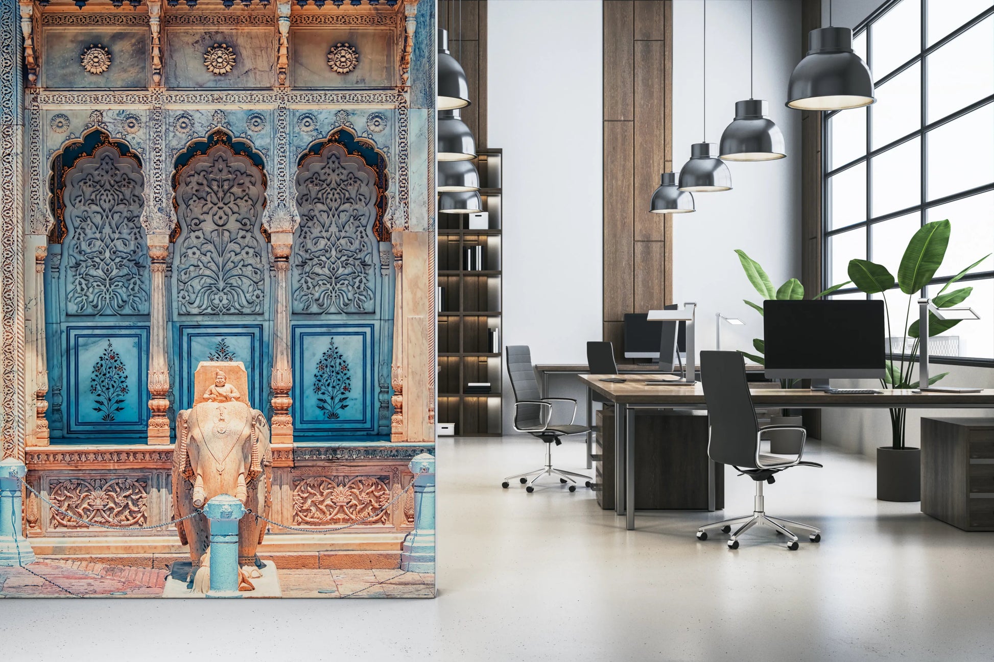 Archway Blossom Wall Mural with matte finish for a sunny studio wall mural