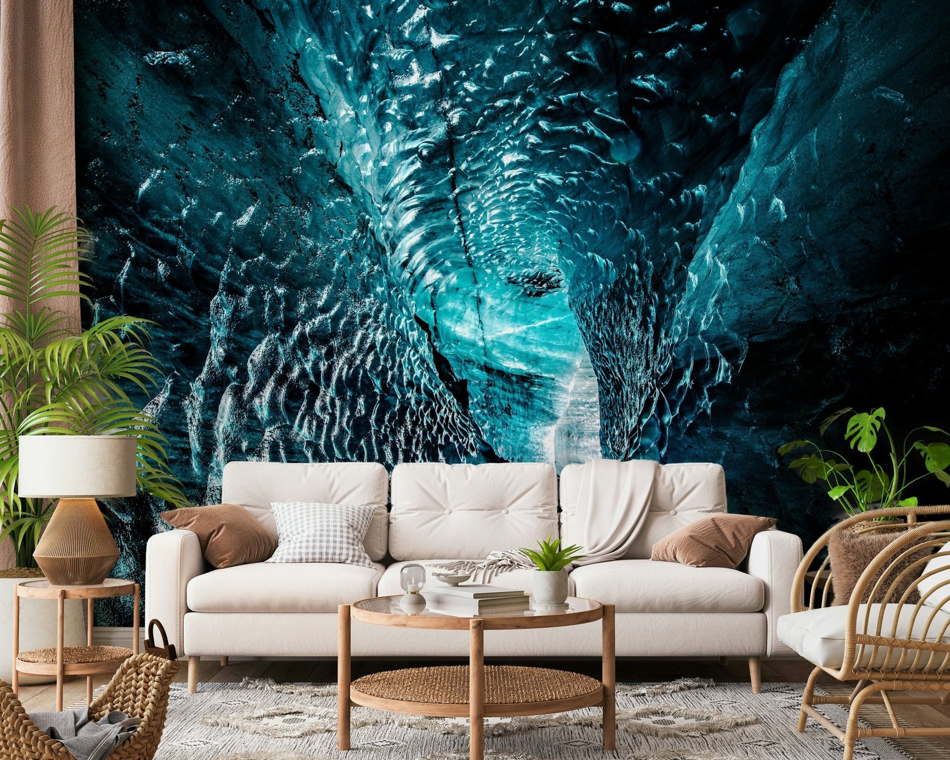 An artistic minimalist form mural for home decor.