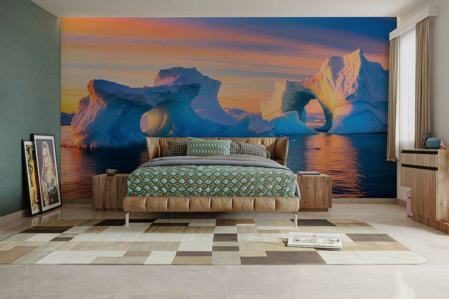 The sky is a mix of soft, early morning light with hints of pink and blue.
