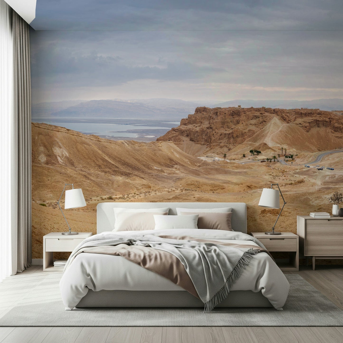 Rocky terrain Arid Majesty: Desert Landscape Design Wall Mural landscape art.