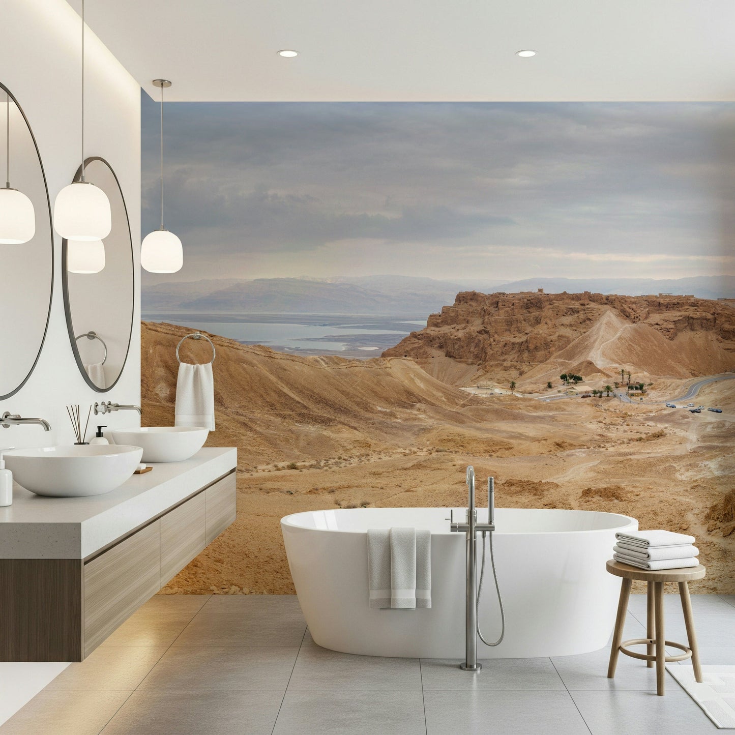 Earthy tones Arid Majesty: Desert Landscape Design Wall Mural wall decor.