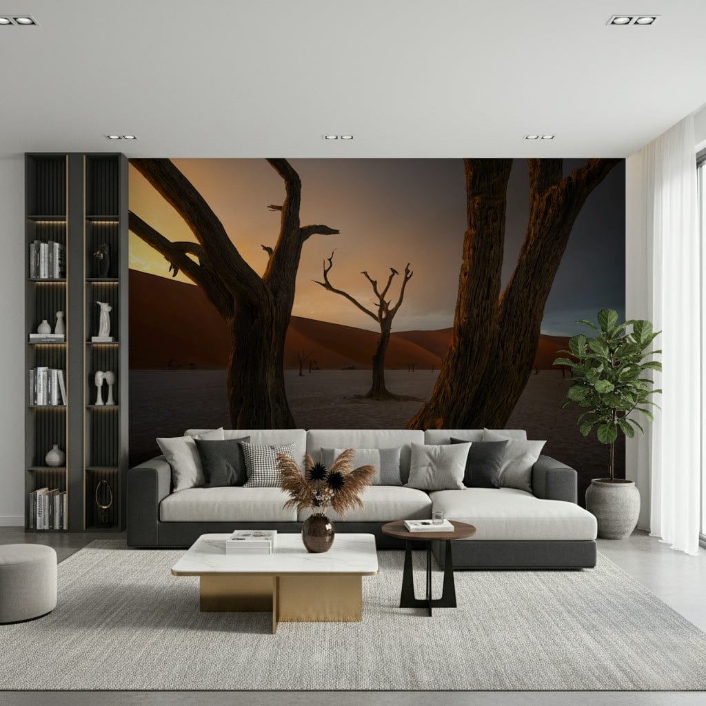 Impressive Arid Woodland Ghost, Sossusvlei valley, photographic wallcovering mural.