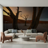 High quality Arid Woodland Ghost mural, powerful desert scene, vivid color., GD6938