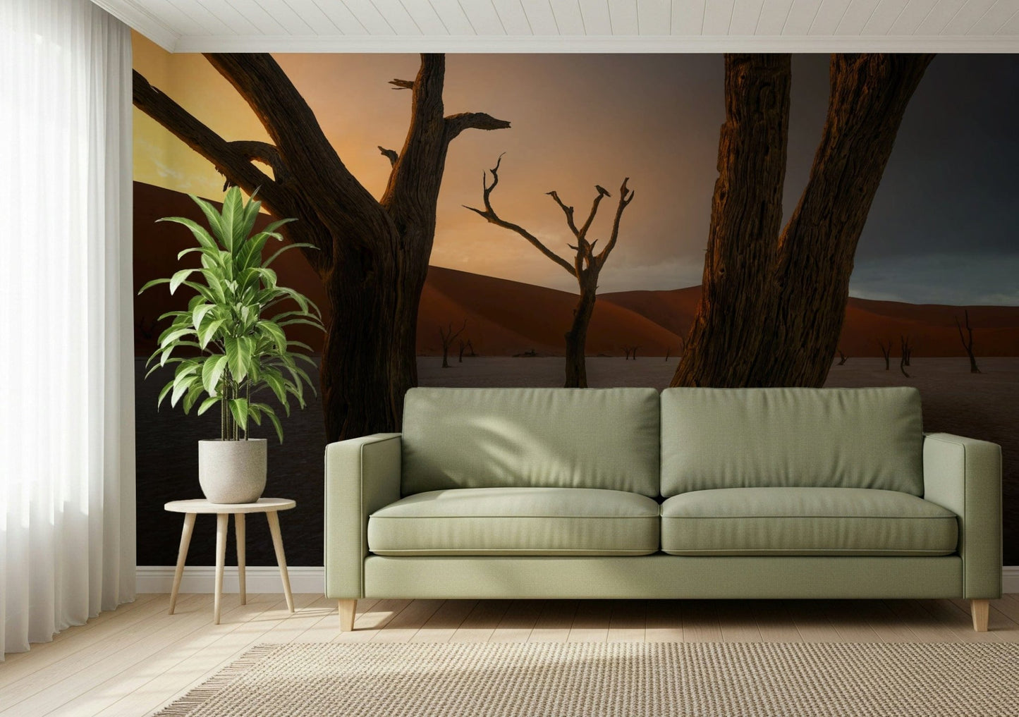 Dramatic Arid Woodland Ghost wallpaper, sunrise glow, silhouetted branches., GD6938