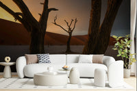 Abstract Arid Woodland Ghost wallpaper, strong vertical lines, warm sky backdrop., GD6938