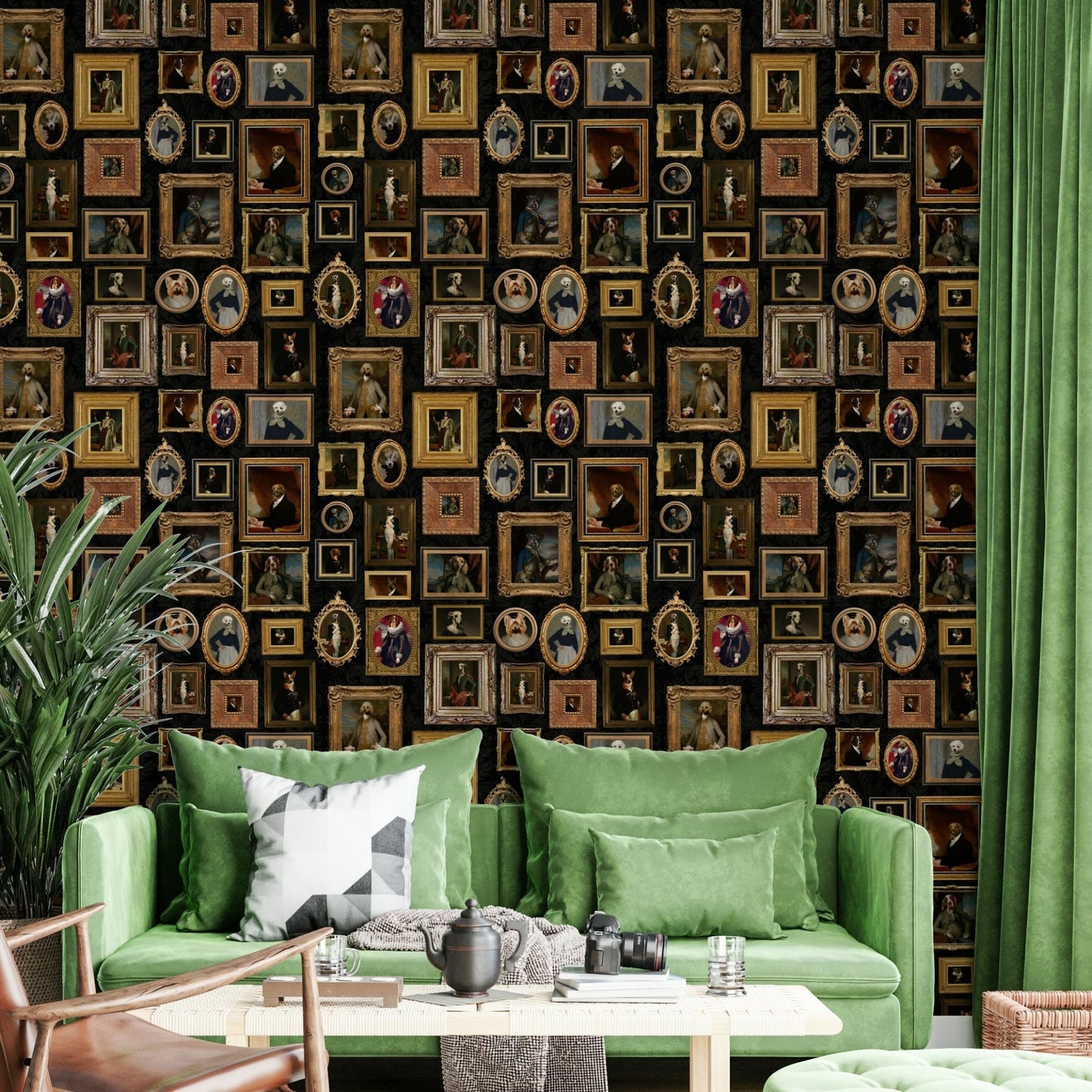 Dogs with subtle period-appropriate accessories.

