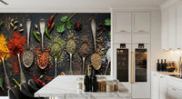 Herb and spice Array wall mural with rich colors and natural textures
