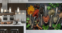 Aromatic Spice Collection wall mural showing herbs, spices, seeds