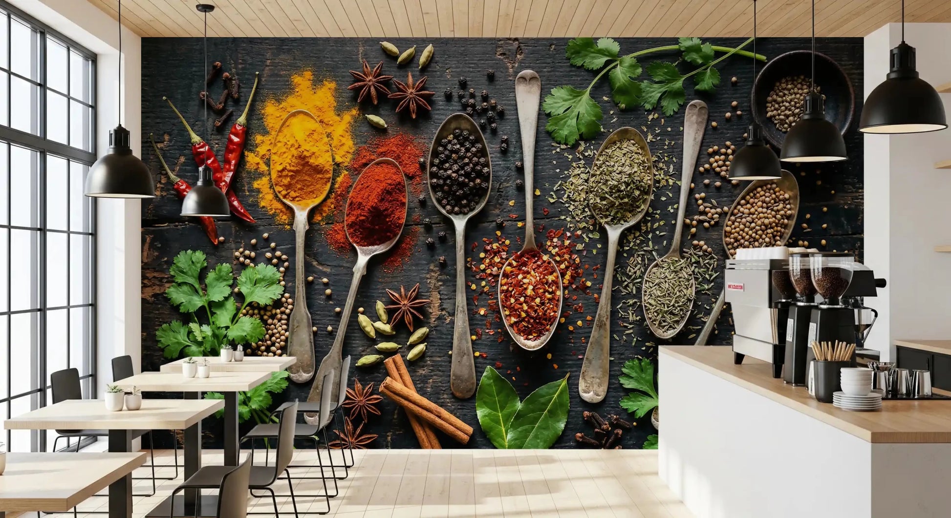 Kitchen space with Aromatic Spice Collection kitchen spice mural