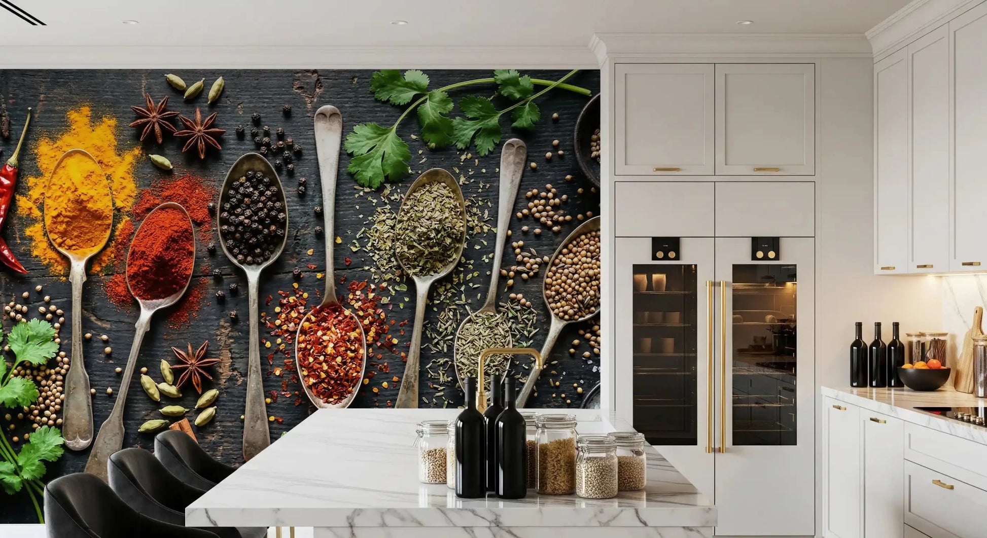 Dining area Aromatic Spice Collection wall mural with spice layout