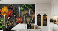 Dining area Aromatic Spice Collection wall mural with spice layout