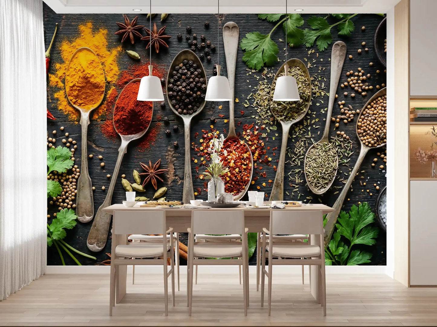 Dining room featuring Aromatic Spice Collection spice texture mural
