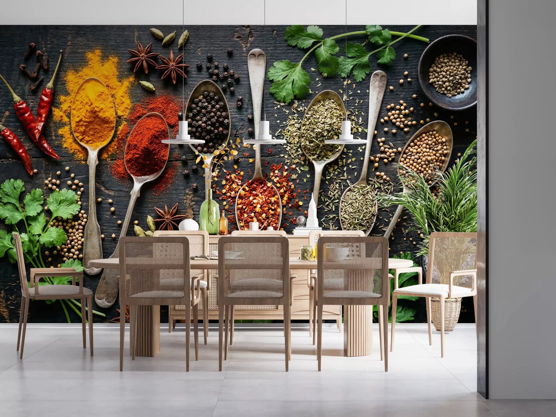 Aromatic Spice Collection wall mural with colorful spice display