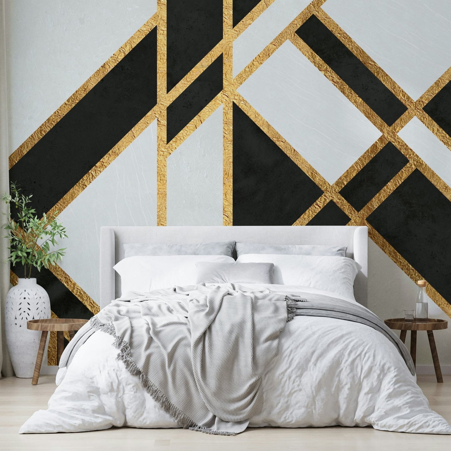 Sophisticated black and white art deco mural design., GD1929