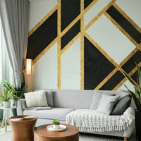 Black and white geometric art deco mural for walls., GD1929
