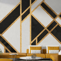 Timeless art deco black and white wallpaper mural., GD1929
