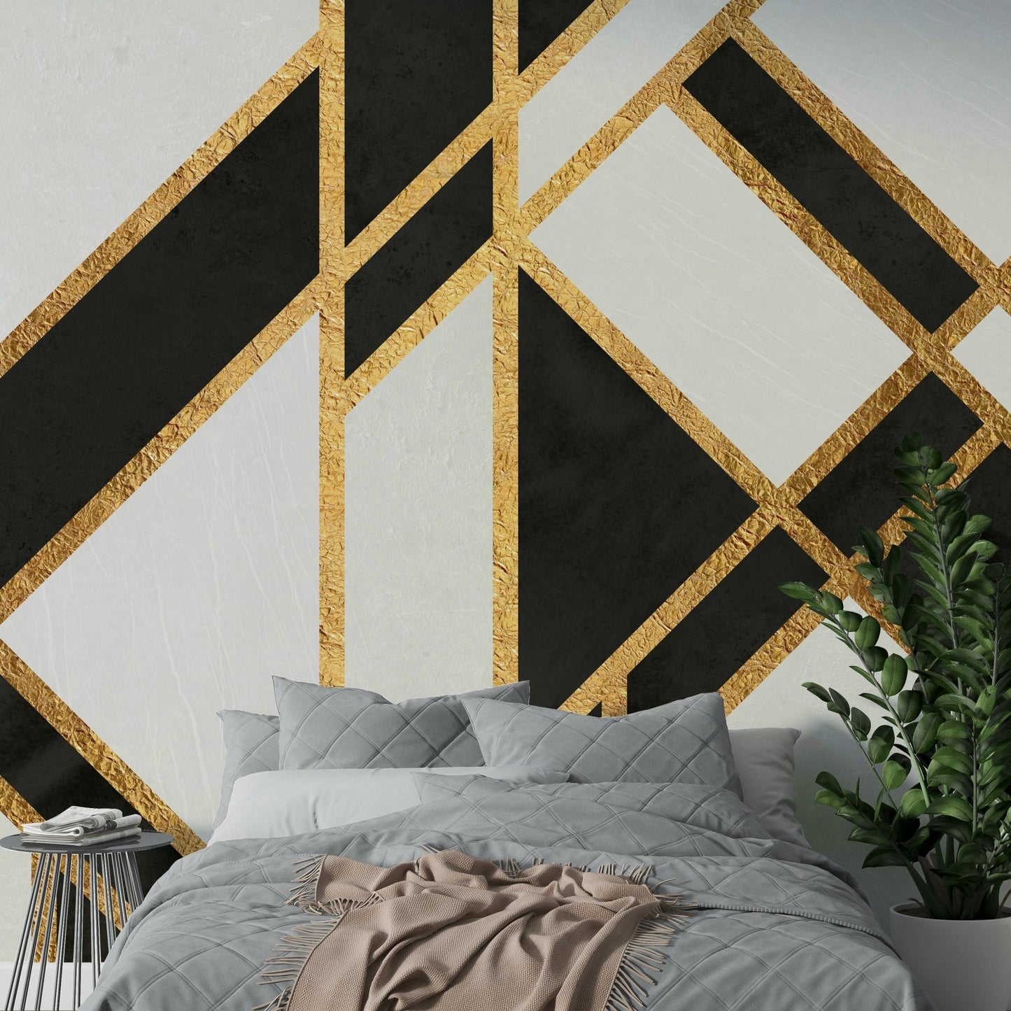 Classic black and white art deco wall mural style., GD1929