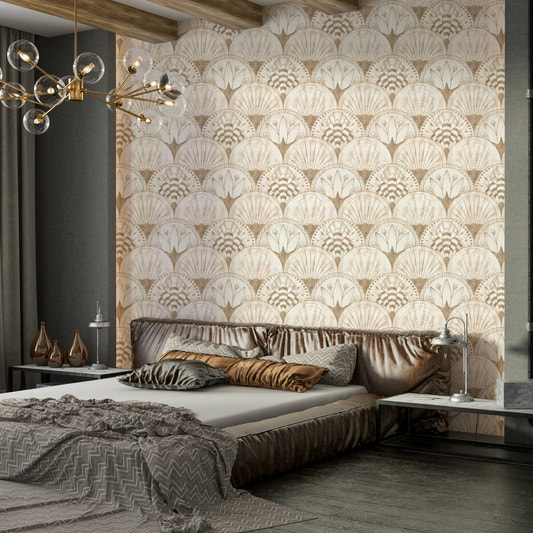 Art Deco fan pattern wallpaper on white background

