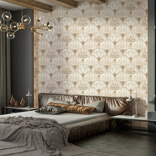 Art Deco fan pattern wallpaper on white background

