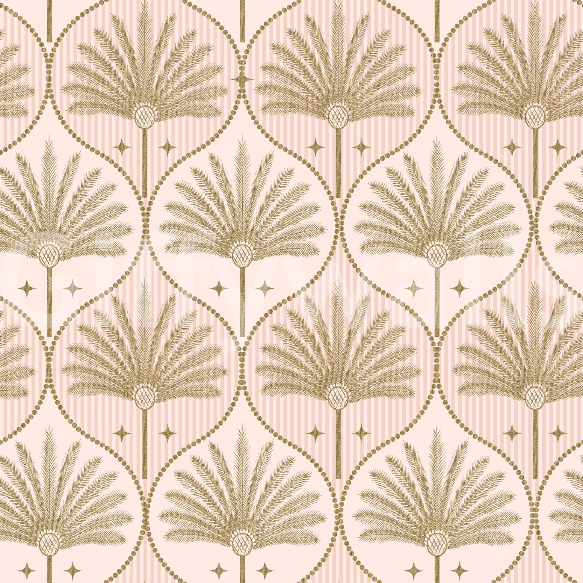 Retro-inspired wallpaper with gold detailing
