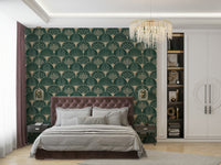 Classic Deco fan wallpaper in rich golden finish

